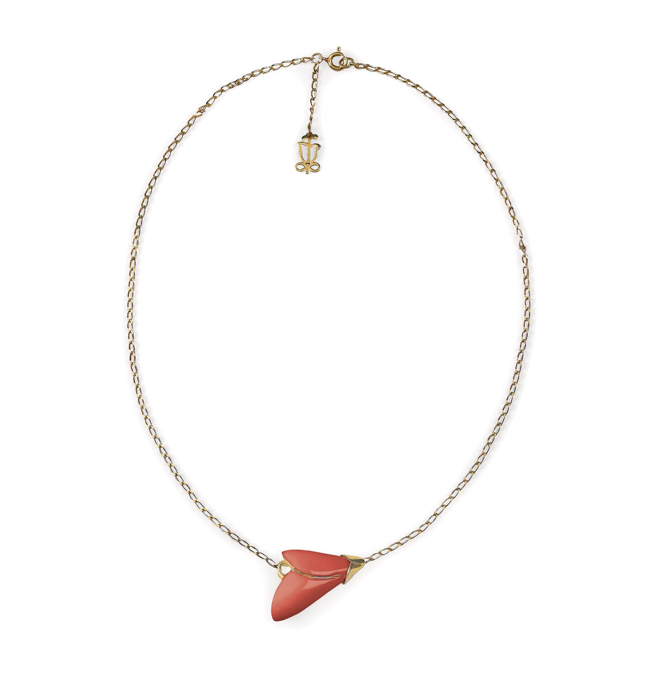 Lladró Heliconia pendente porcellana corallo