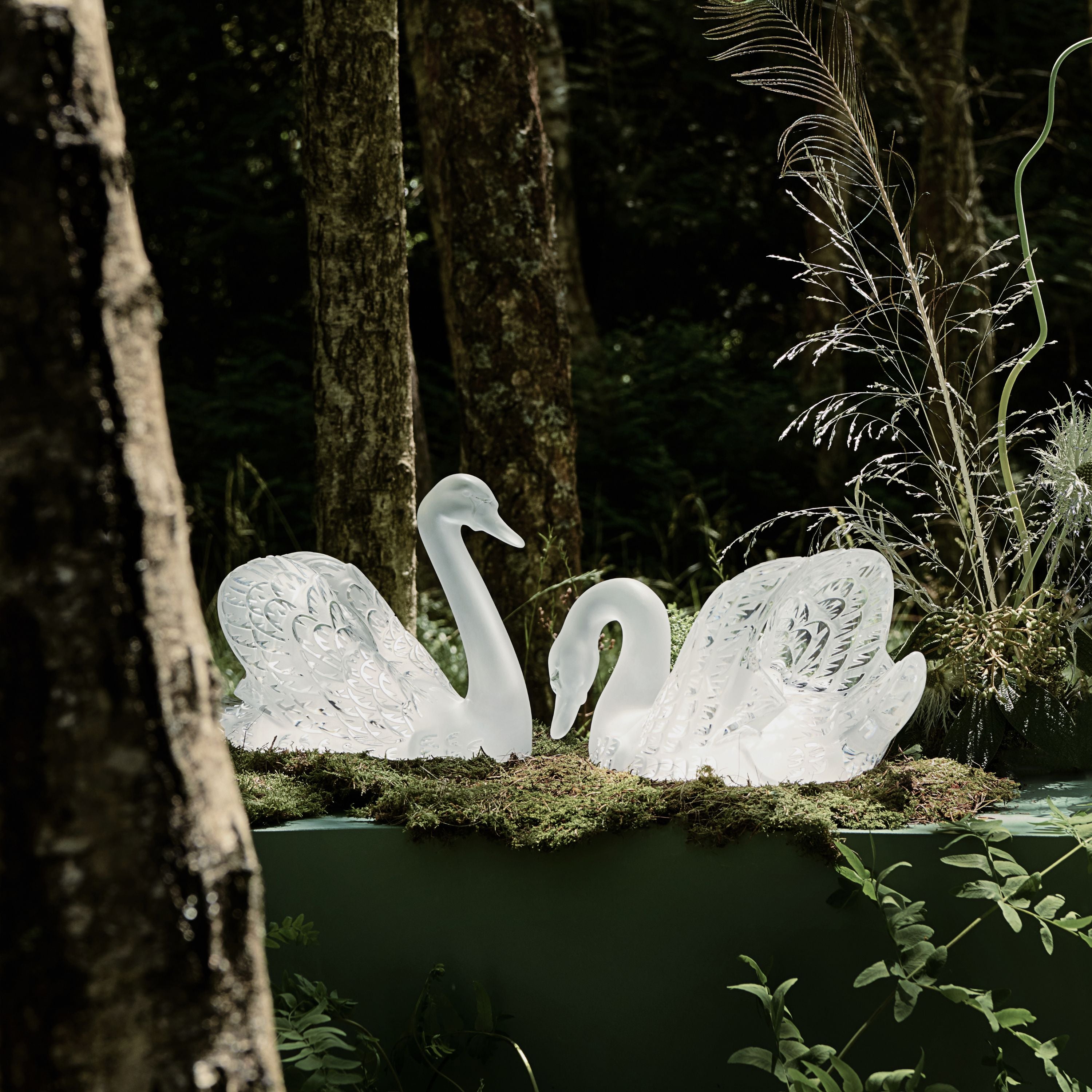 René Lalique Cigno Scultura Testa Alta Cristallo Incolore