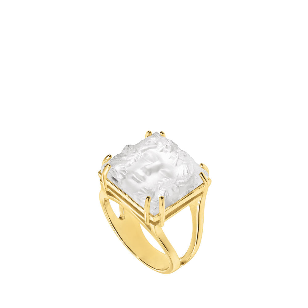 Lalique Aréthuse Anello Ottone Placcato Oro 18K Mis. 51