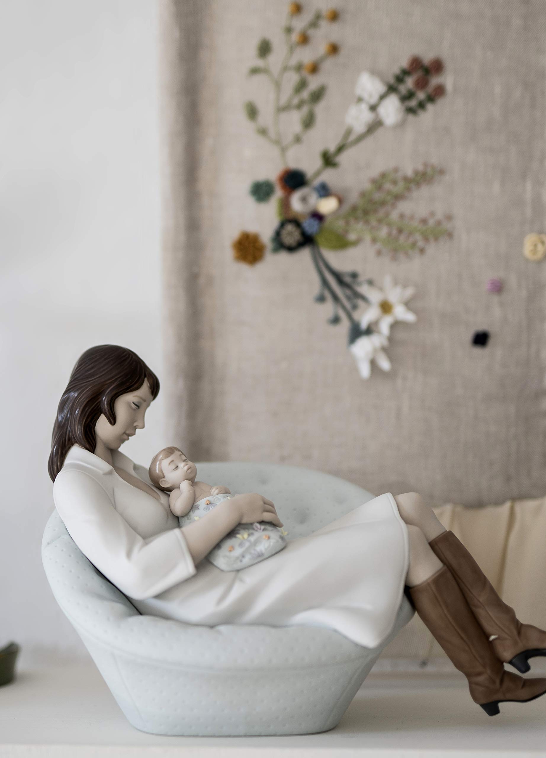 Lladró Sculture Dormendo con Mamma Figurina Porcellana Opaca Colori