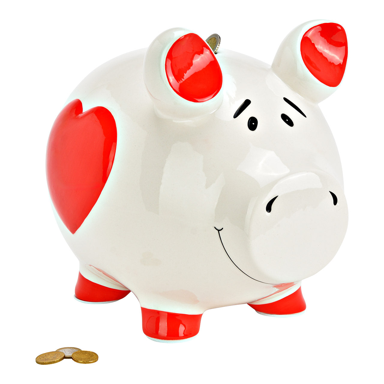 Sparschwein Company Herz salvadanaio maialino piccolo ceramica rossa