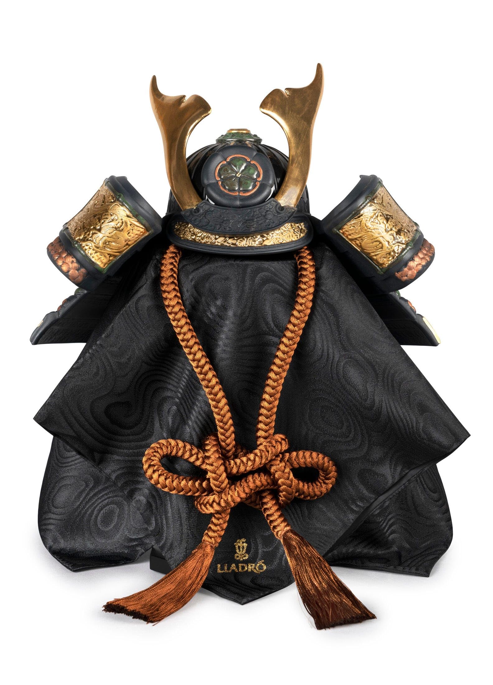 Lladró Sculture Casco Samurai figura arancione