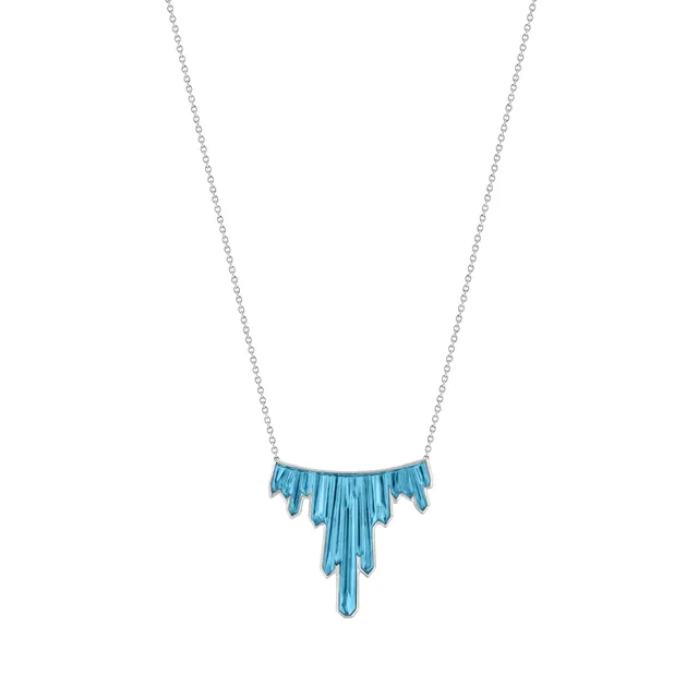 Lalique Terramineral collana argento 3 cristalli blu
