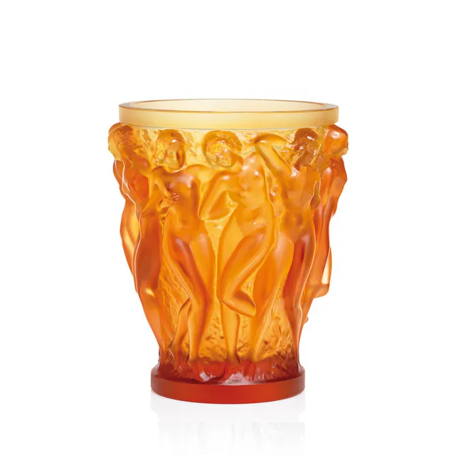 Lalique Bacchantes vaso ambra cristallo Taglia M