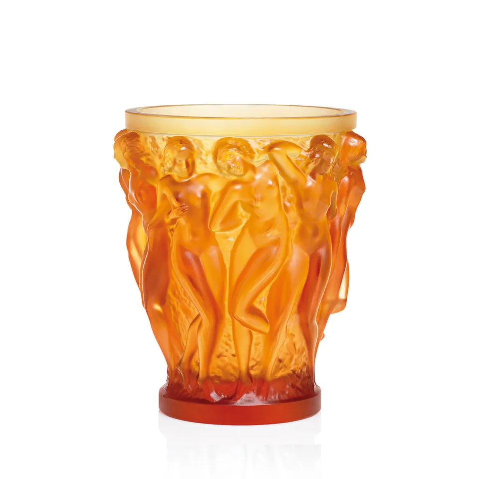 Lalique Bacchantes vaso ambra cristallo Taglia M
