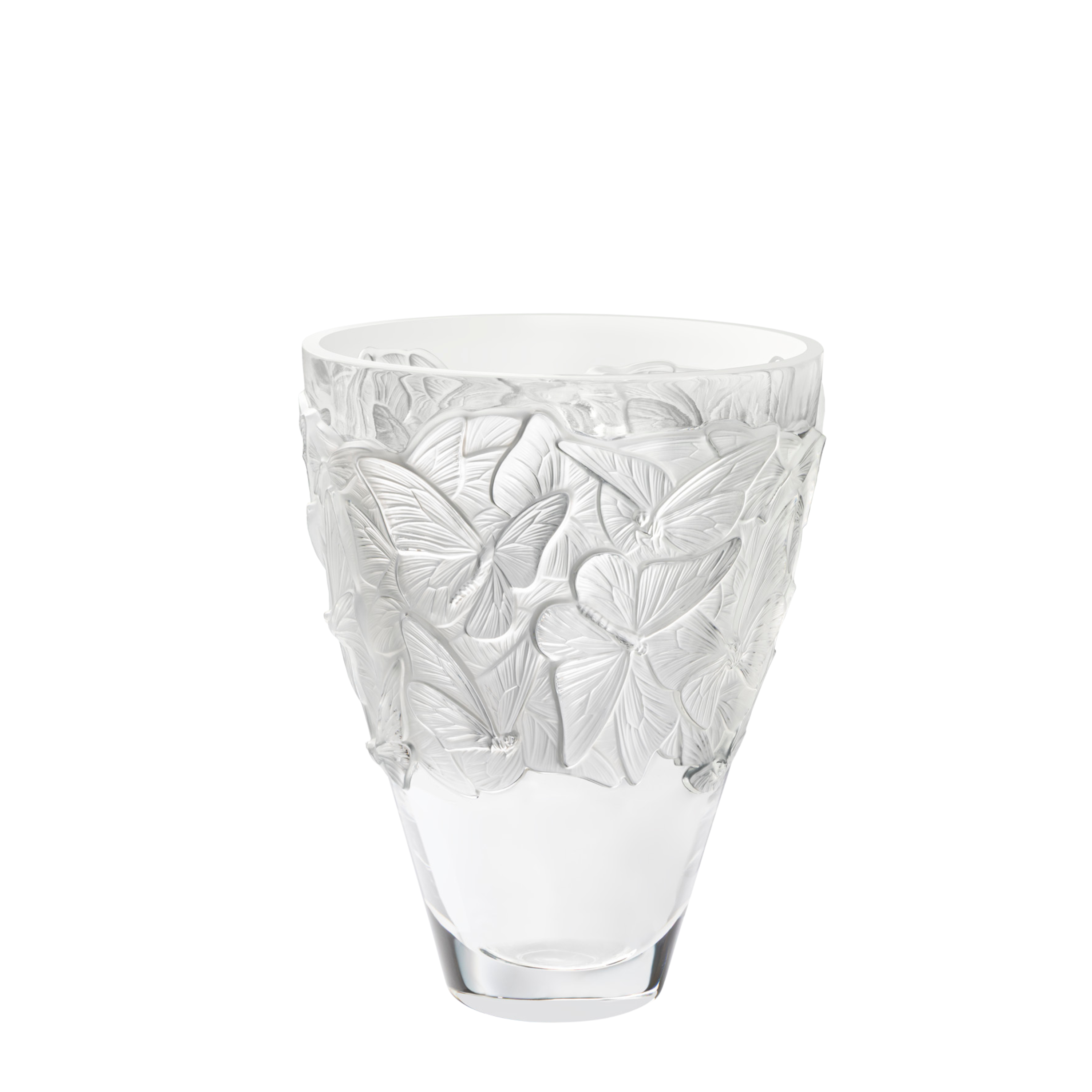 Lalique Papillons vaso grande L in cristallo con farfalle