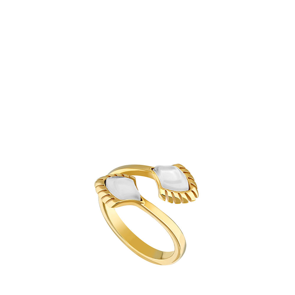Lalique Paon anello cristallo incolore misura 51 placcato oro