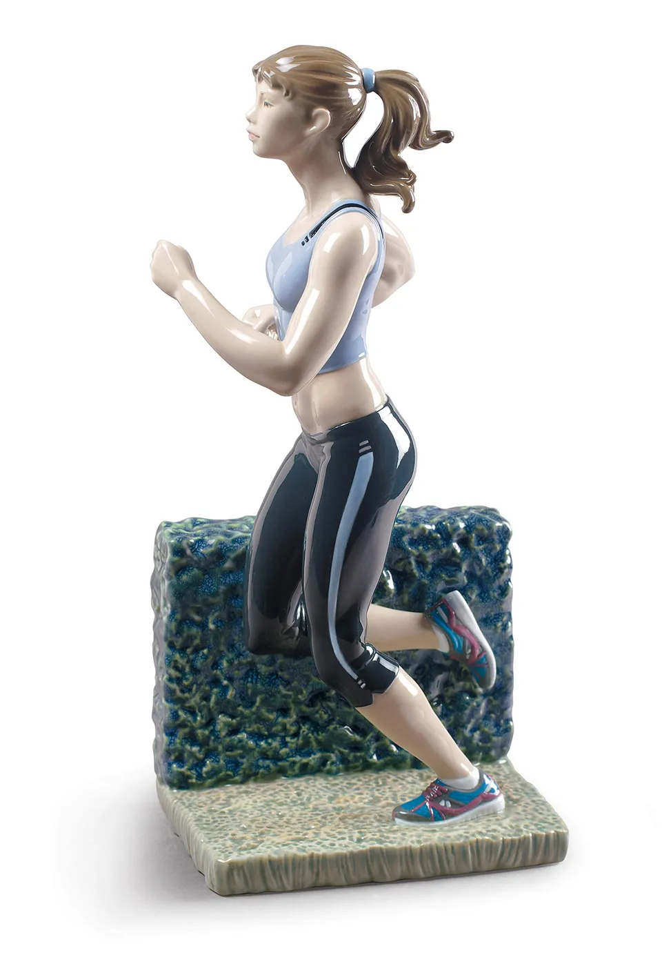 Lladró Sculture Running Donna Blu in Porcellana Sportiva