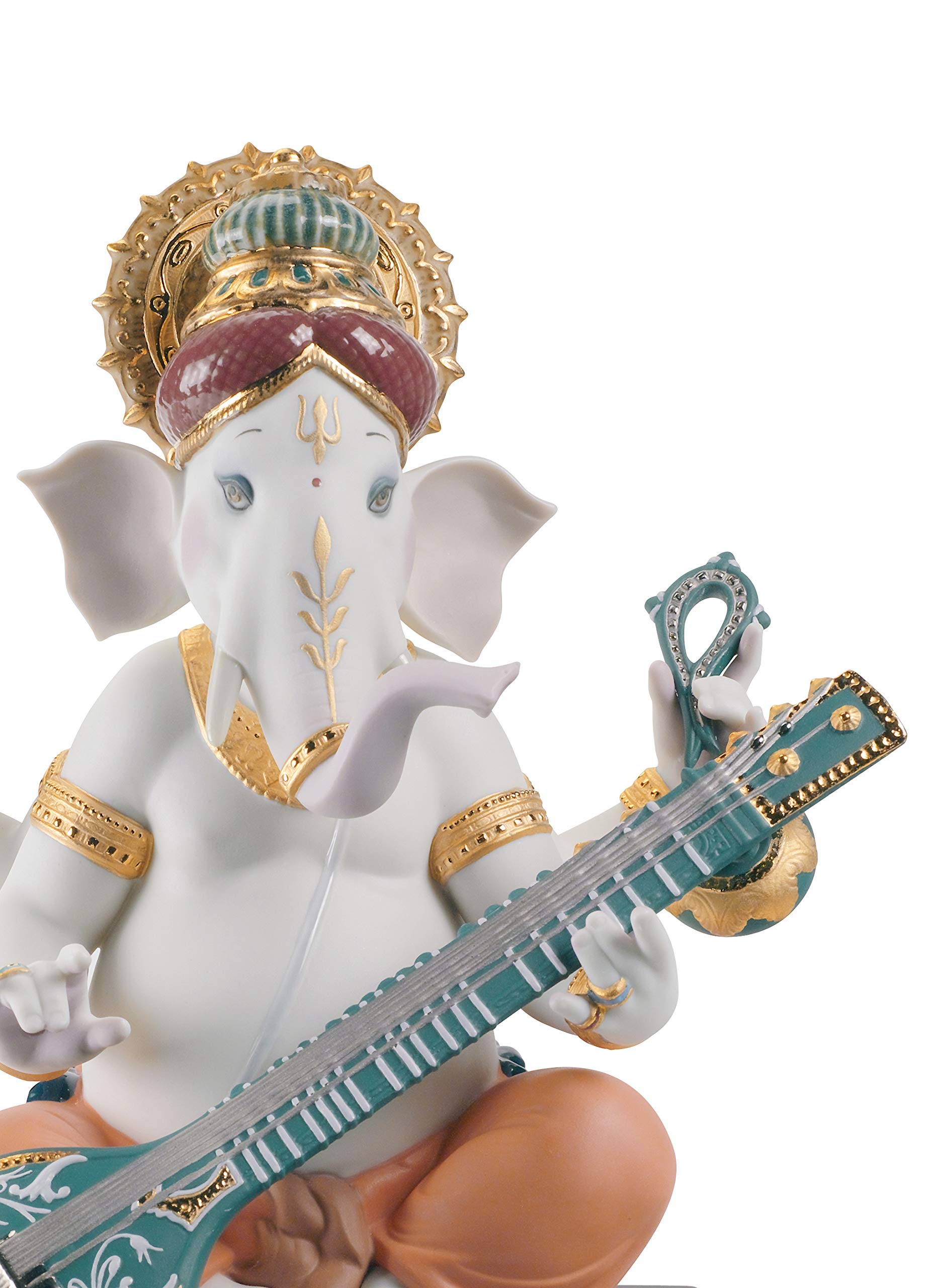 Lladró Alta Porcellana Ganesha con Veena statuetta porcellana