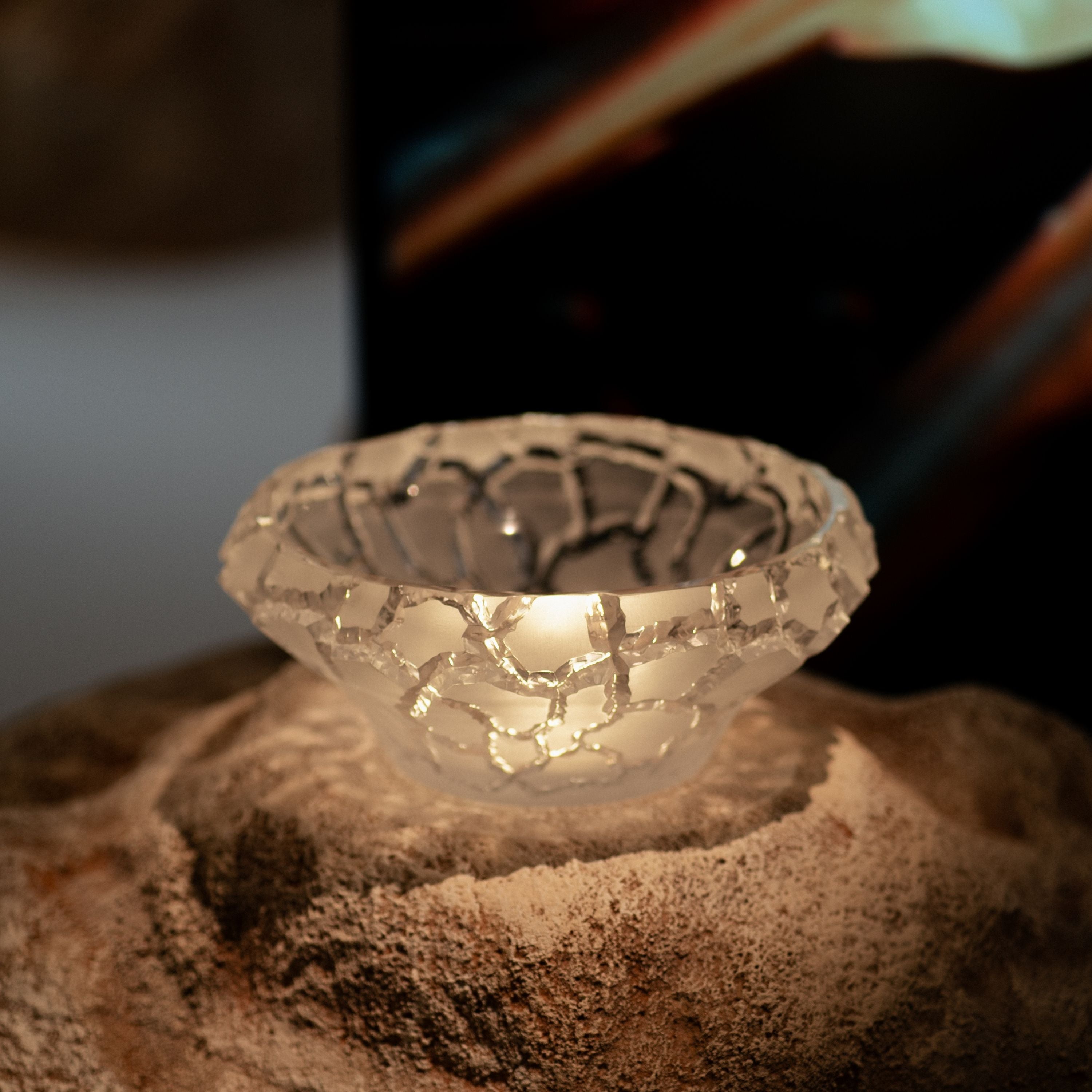 René Lalique Caldera coppa in cristallo satinato incolore