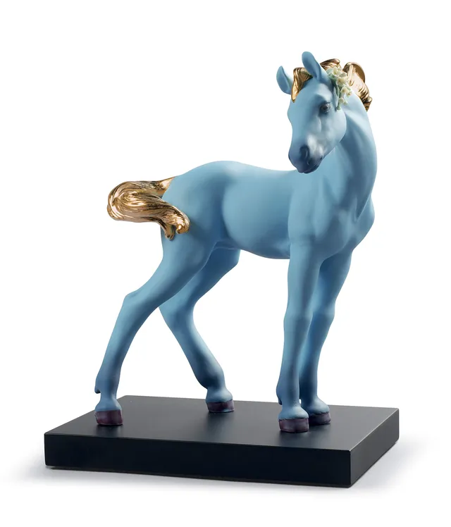 Lladró Sculture Il Cavallo statuetta azzurra edizione limitata