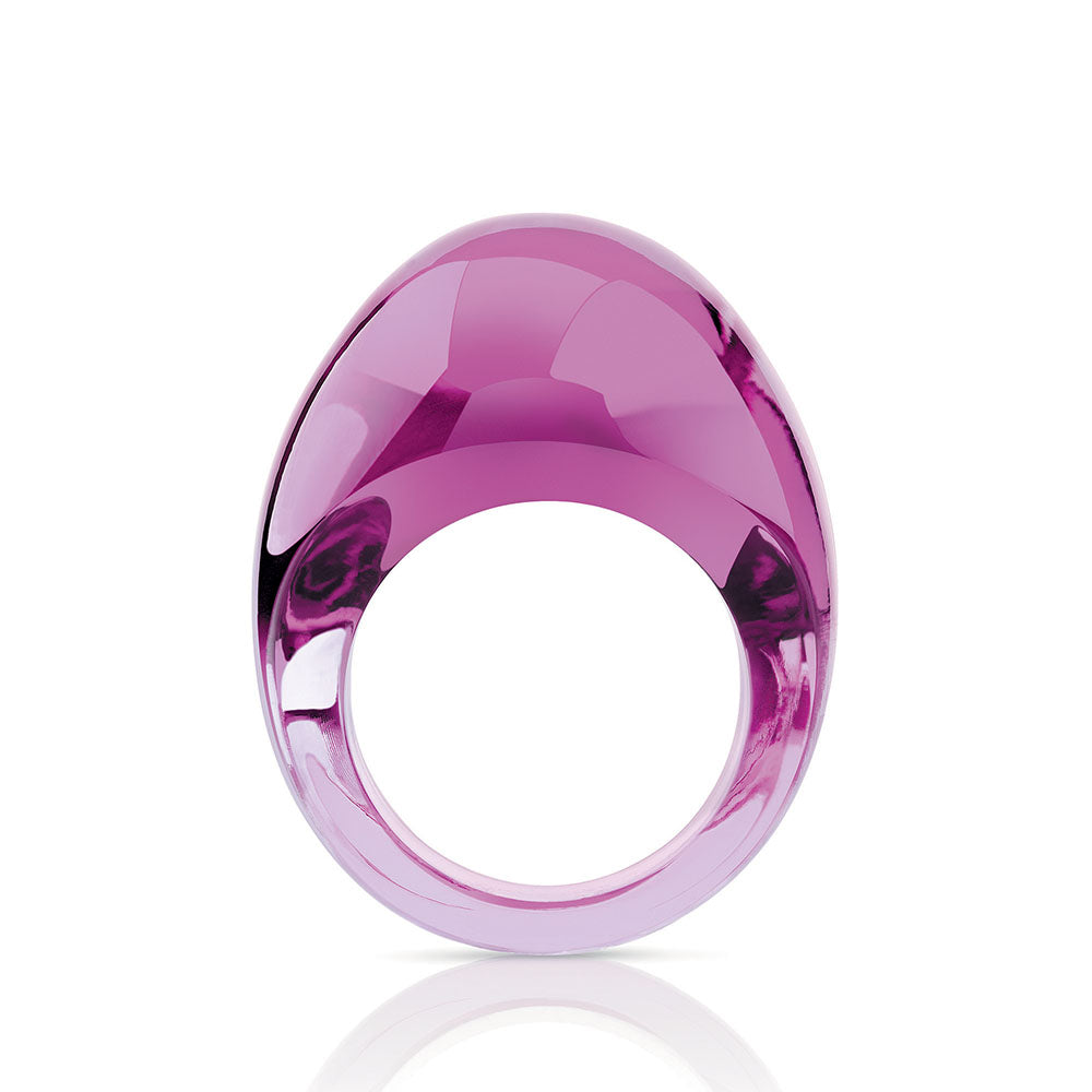 Lalique Cabochon anello cristallo fucsia misura 52