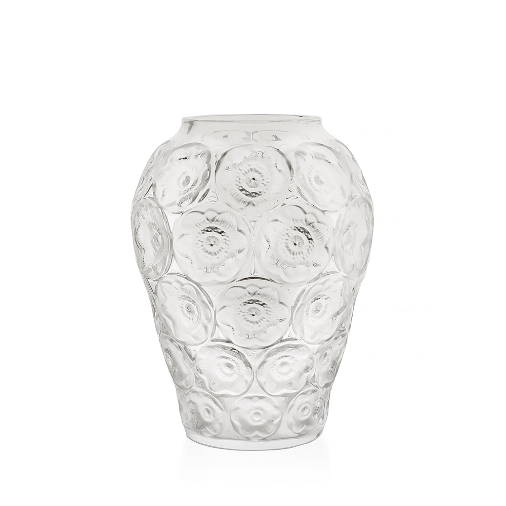 Lalique Anemones vaso cristallo incolore taglia M