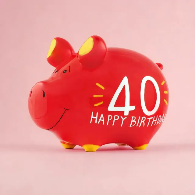 Sparschwein Kleinschweine 40 Happy Birthday salvadanaio rosso