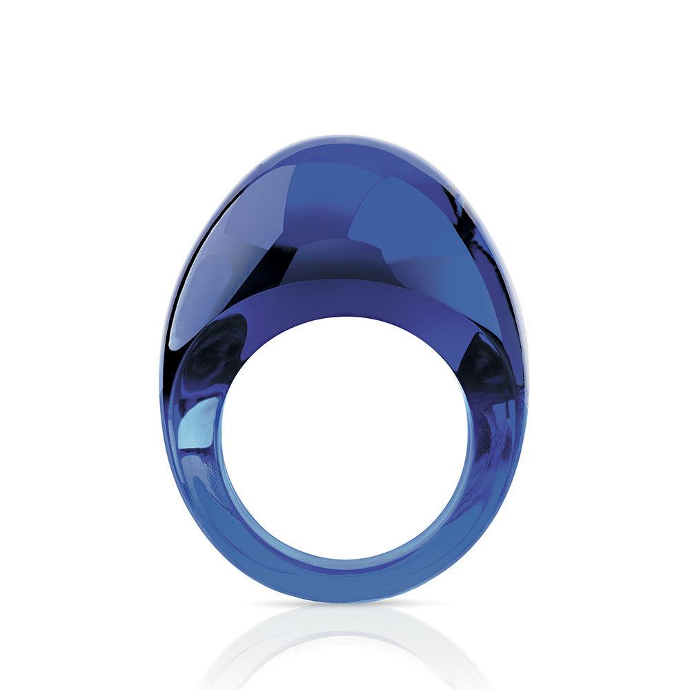 Lalique Cabochon Anello Cristallo Blu Cap-Ferrat