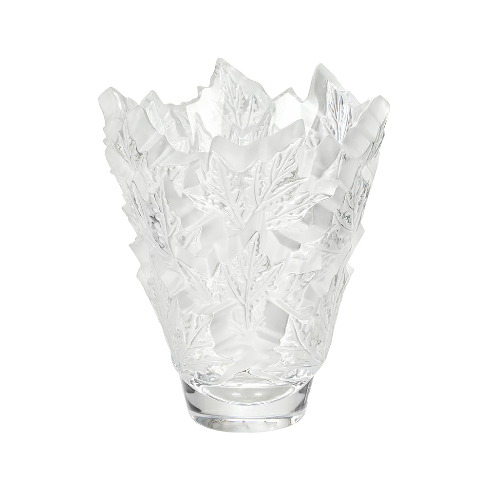 Lalique Champs-Élysées vaso cristallo incolore foglie incise