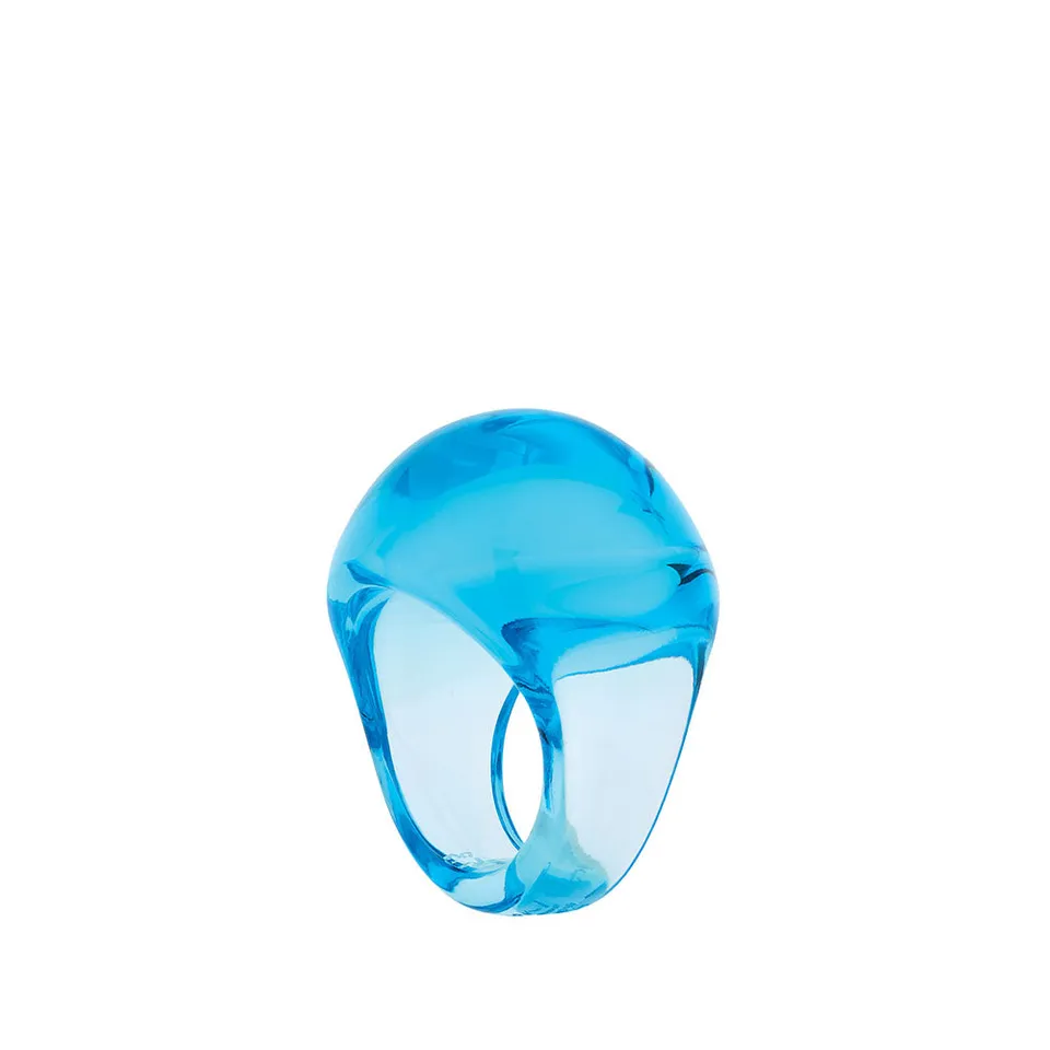 Lalique Jewellery Cabochon anello cristallo blu chiaro 49