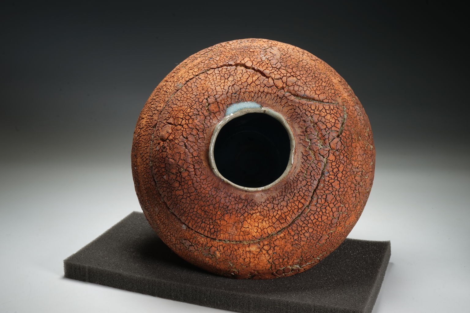 Terry Davies Bowls Vaso Basso Ikebana Ceramica Azzurra