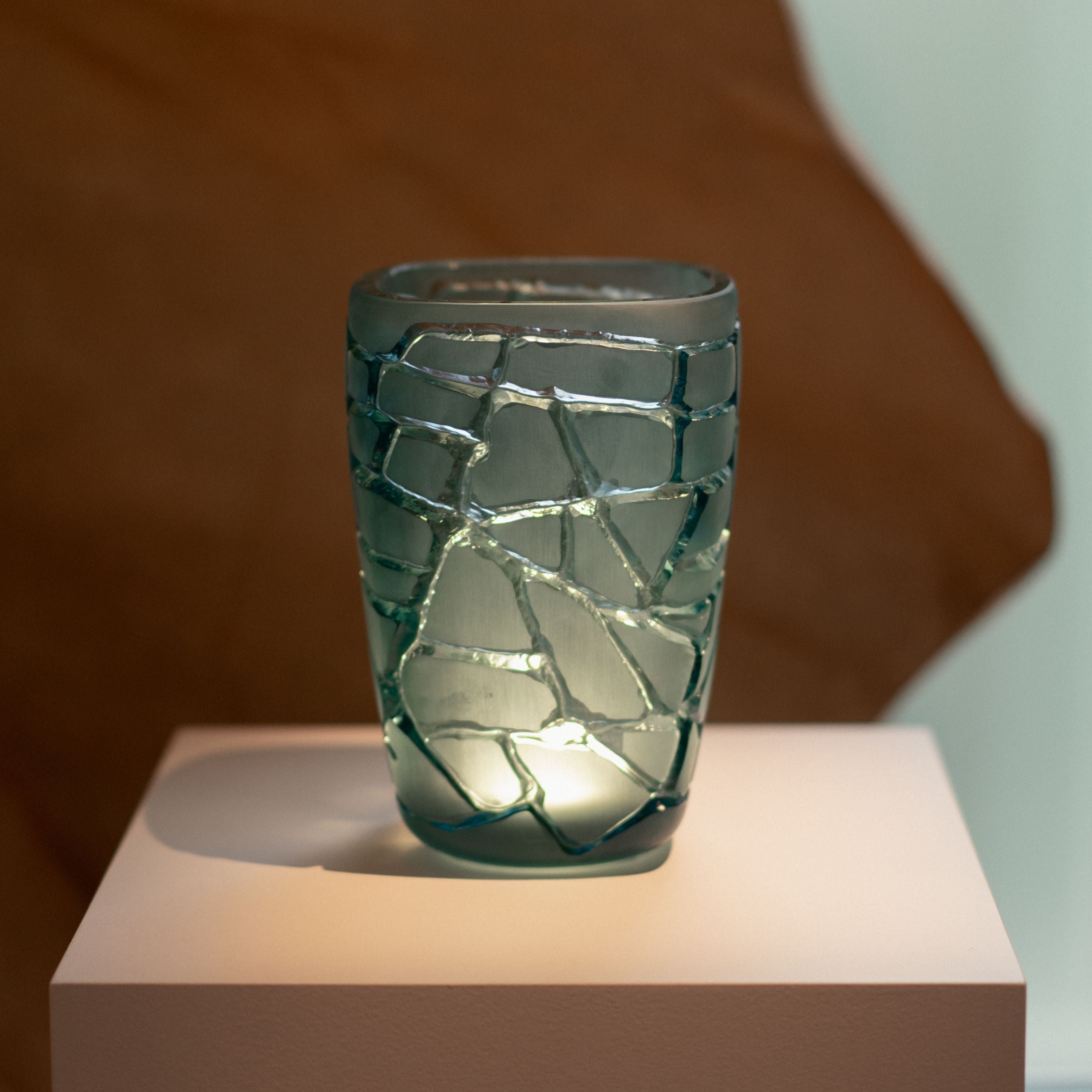 Lalique Magnitude Vaso Cristallo Blu Persépolis Taglia M