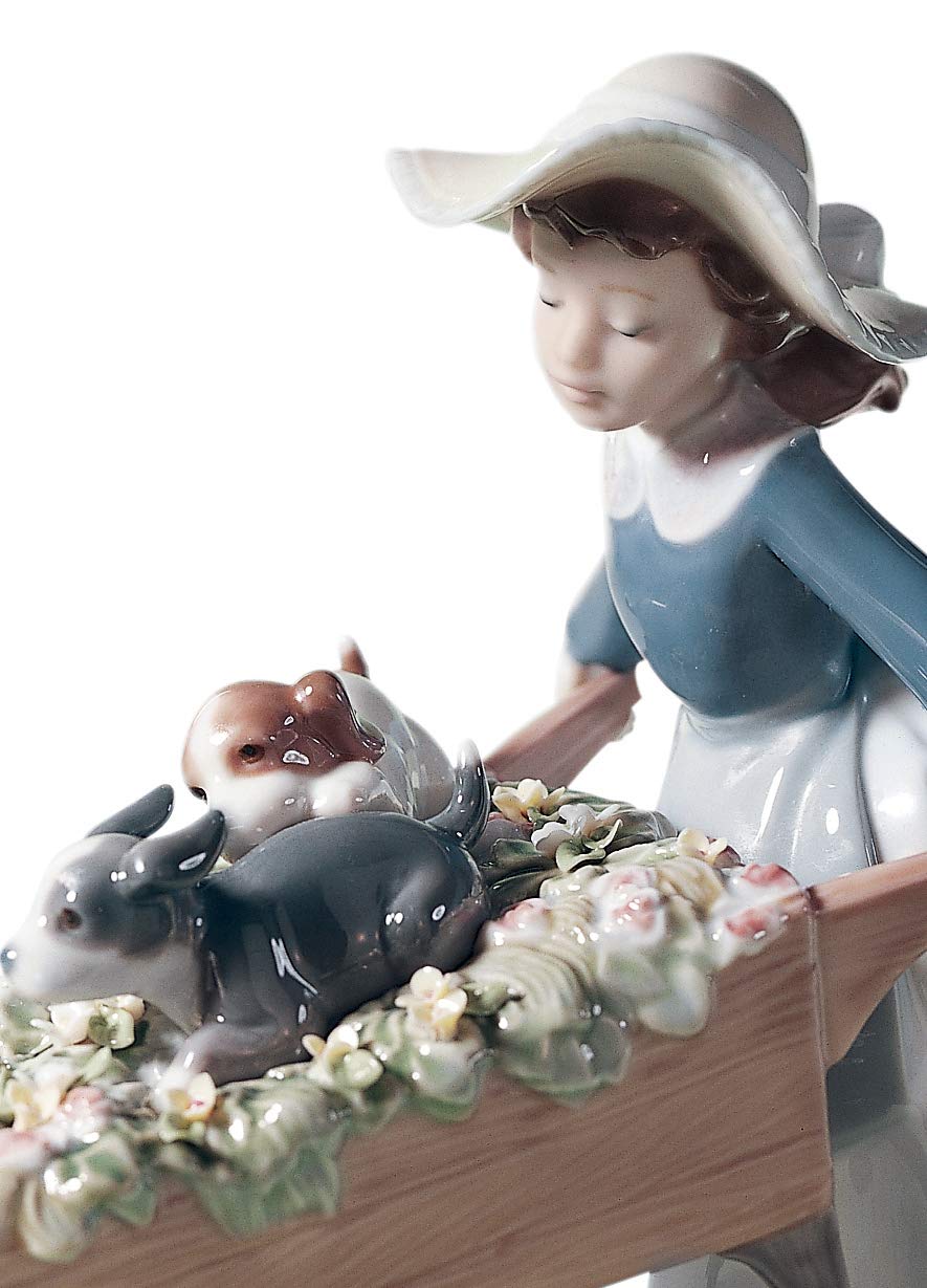 Lladró Bimba Carretta di Fiori figurina porcellana fatta a mano