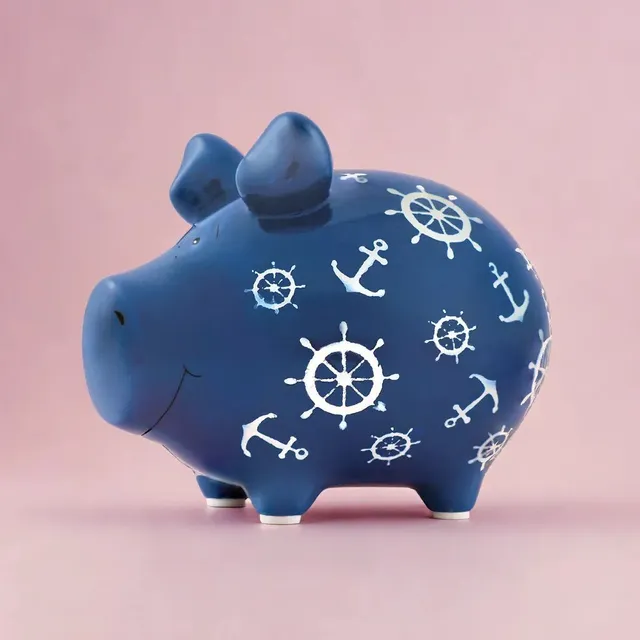 Sparschwein Company Nautilus salvadanaio maialino piccolo blu mare