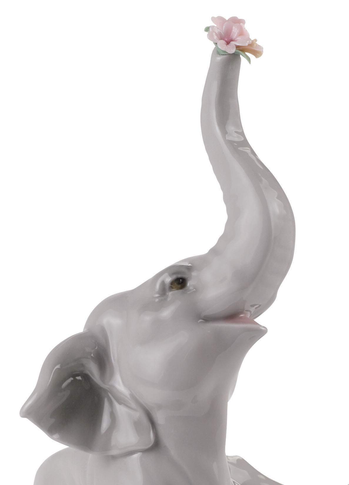 Lladró Sculture Elefante Bebè Fiore Rosa figura porcellana