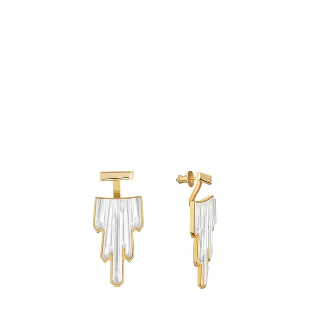 Lalique Terramineral Orecchini cristallo placcato oro