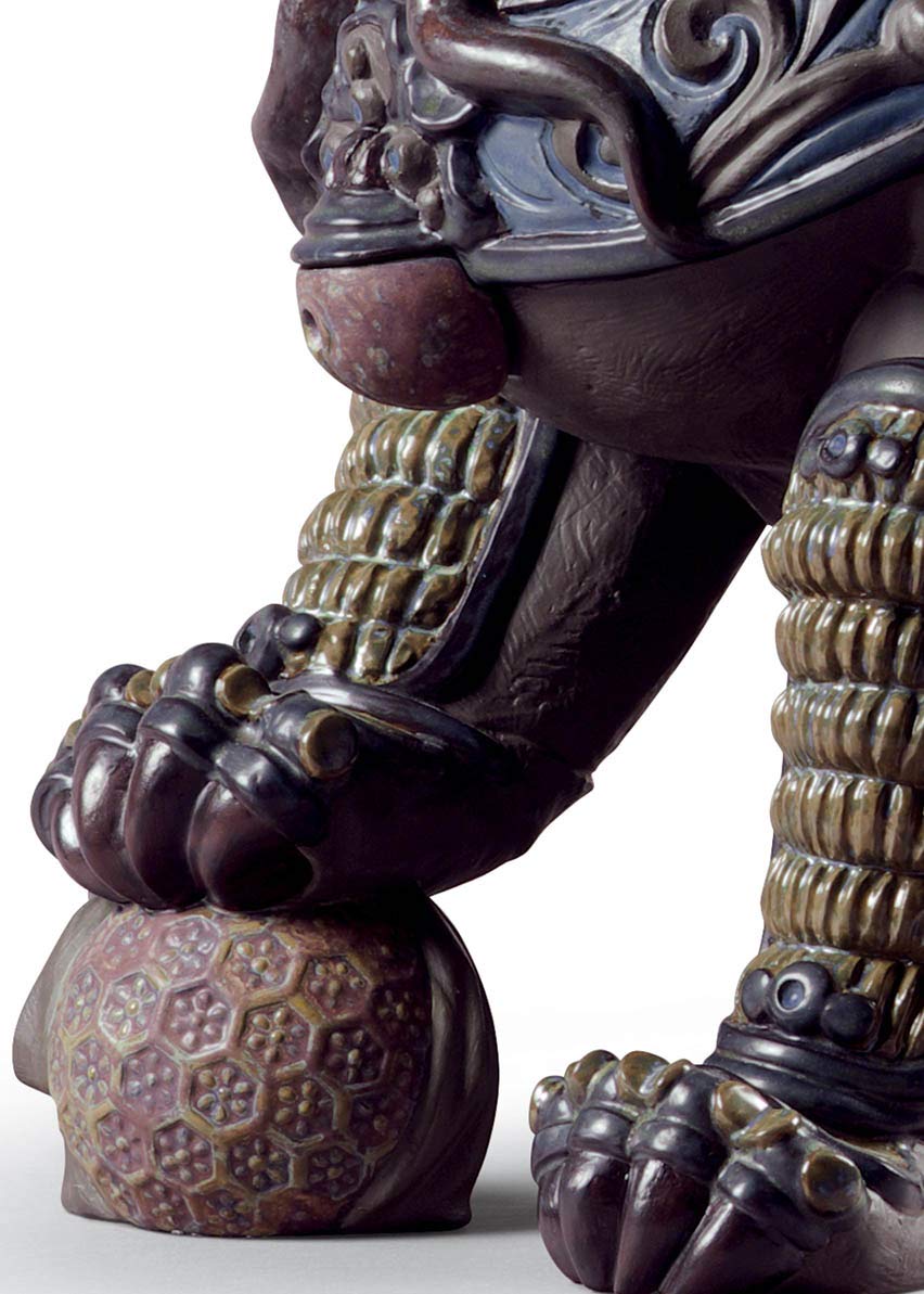Lladró Alta Porcellana Scultura Leone orientale nero porcellana
