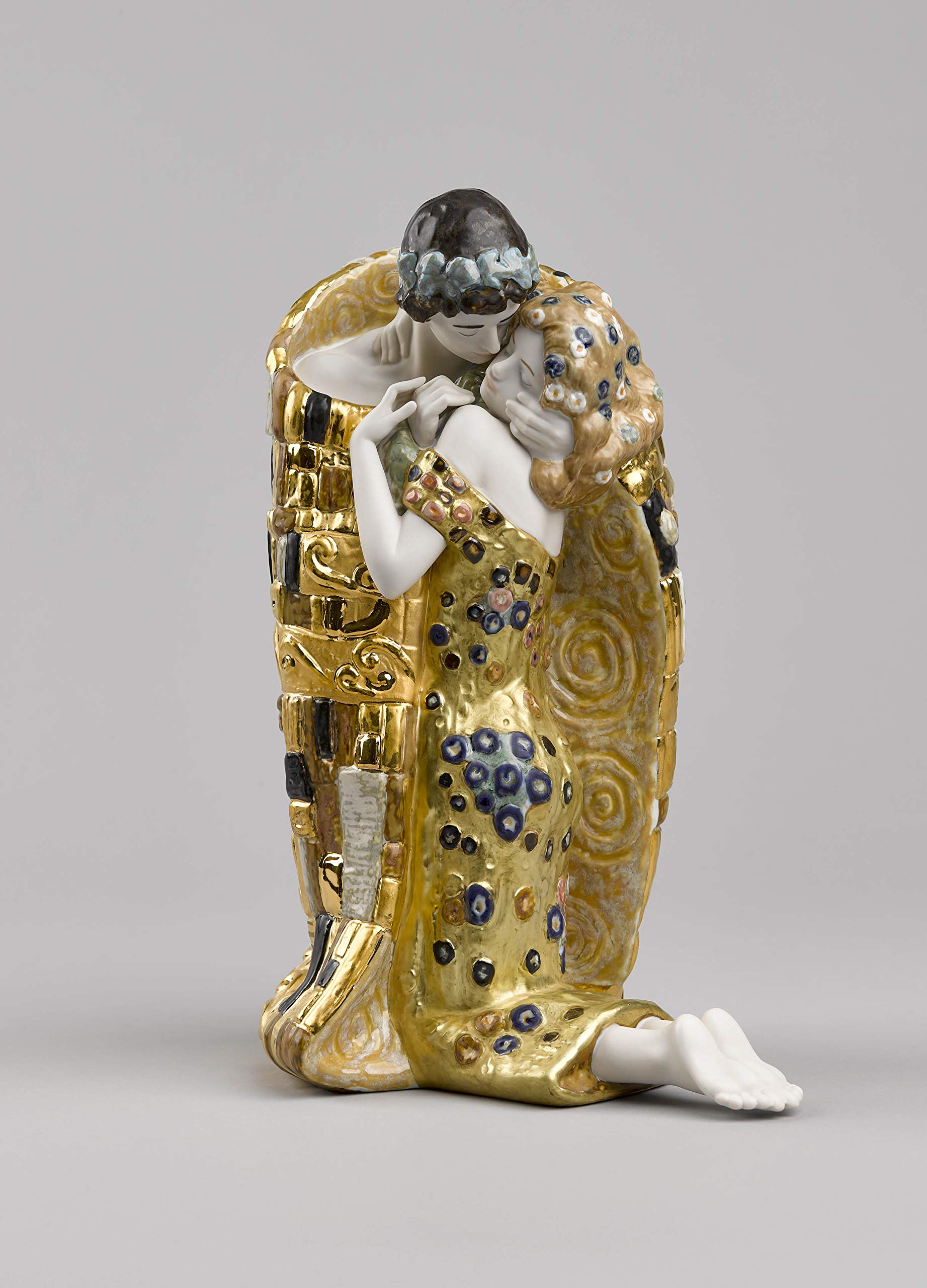 Lladró Alta Porcellana Bacio di Klimt scultura oro