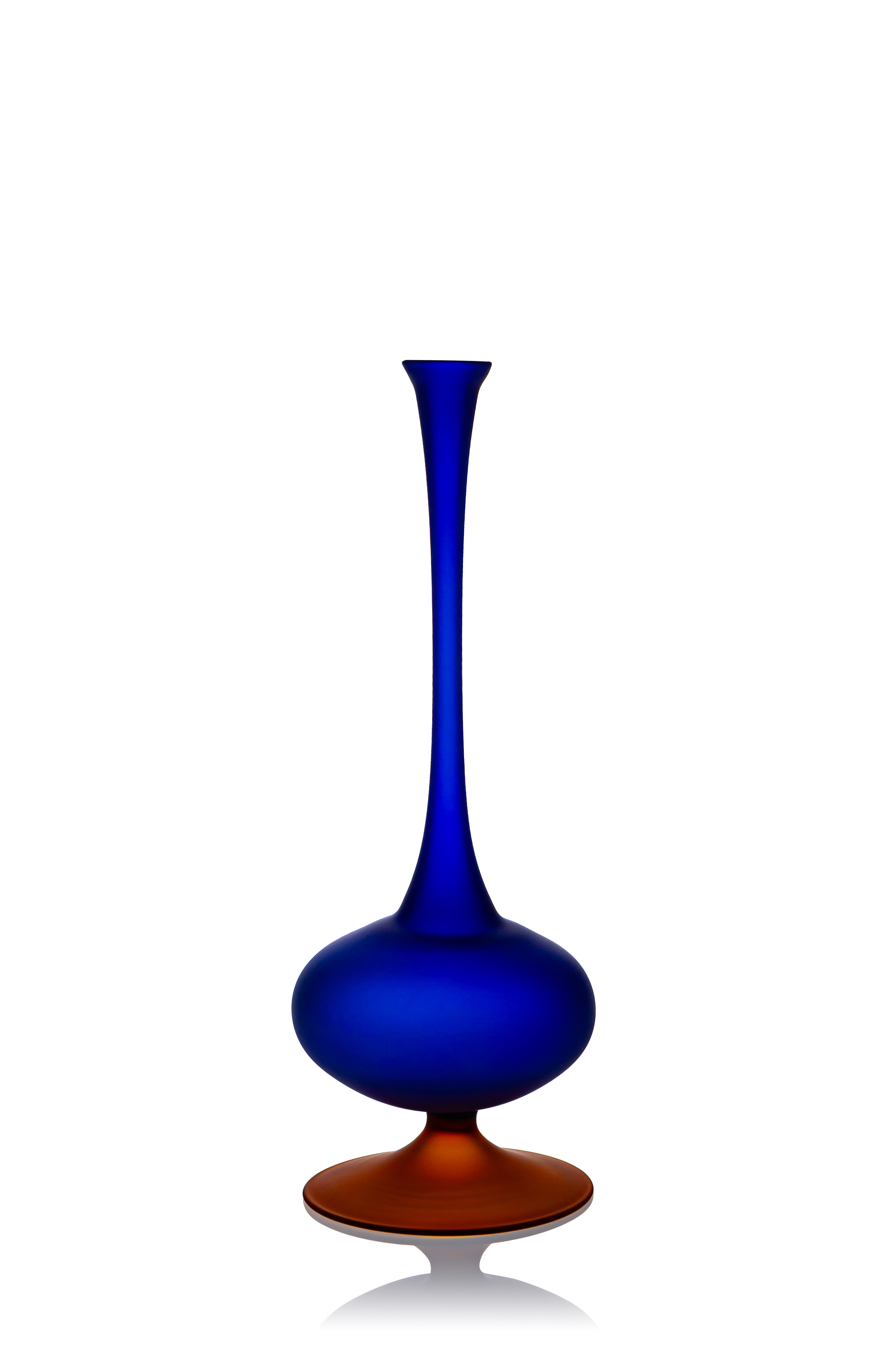 Vaporetto Passione vaso bottiglia 26 cm blu e arancione