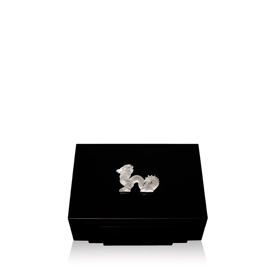 Lalique Dragon Scatola Portasigari Cristallo Nera S