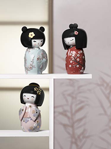 Lladró Sculture Kokeshi III statuetta turchese oro 14 cm