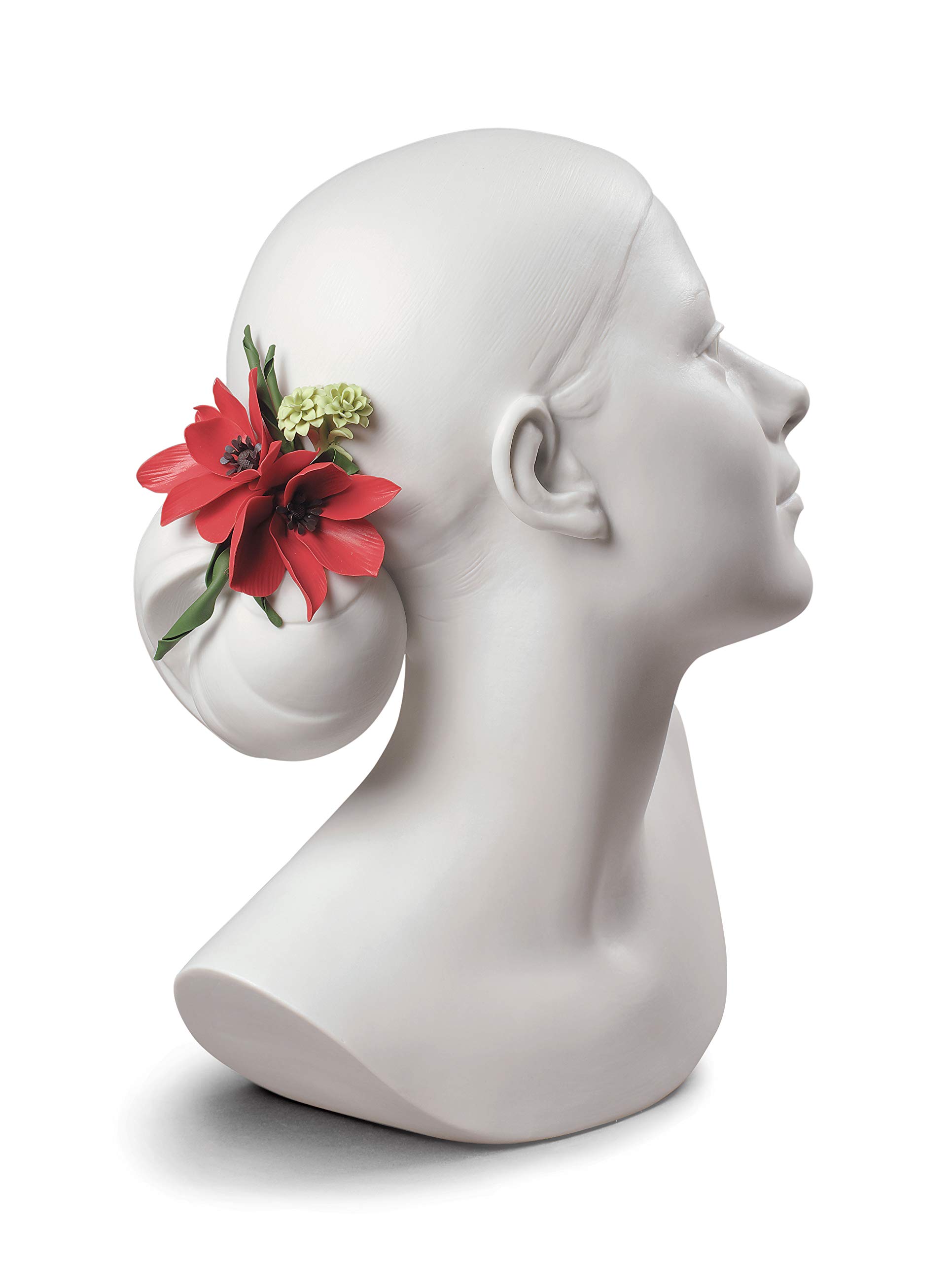 Lladró Sculture Busto Donna Lily scultura fiori rossi