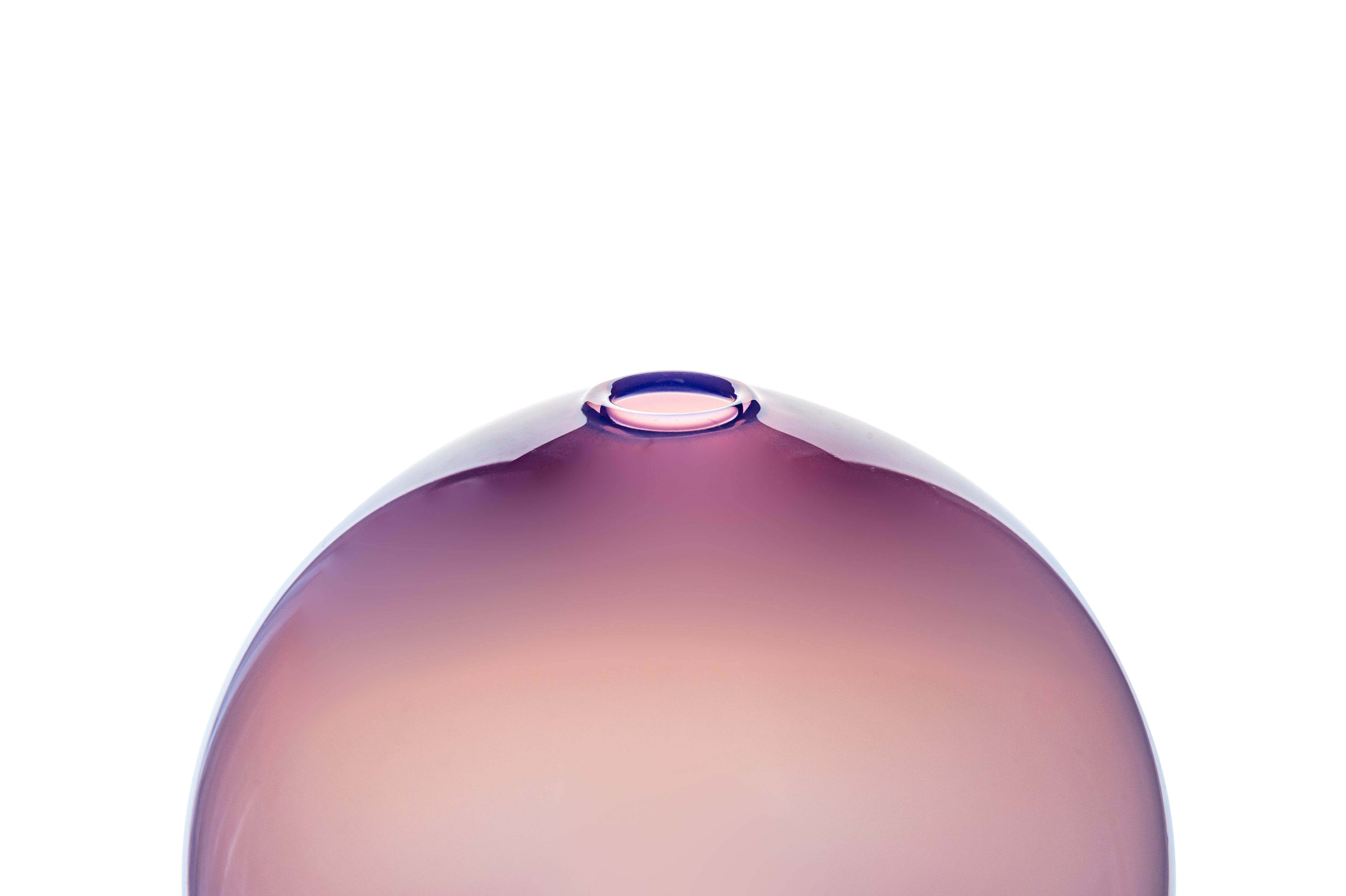 Vaporetto Luna scultura vetro rosa viola 24 cm