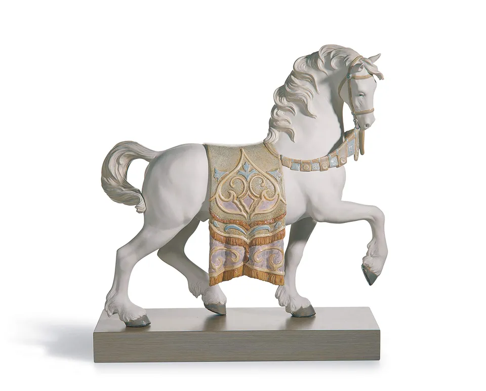 Lladró Alta Porcellana Cavallo Cortigiano Scultura