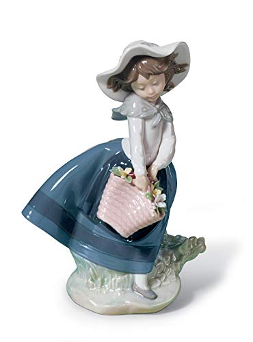 Lladró Ragazza Con Borsa figurina porcellana con fiori