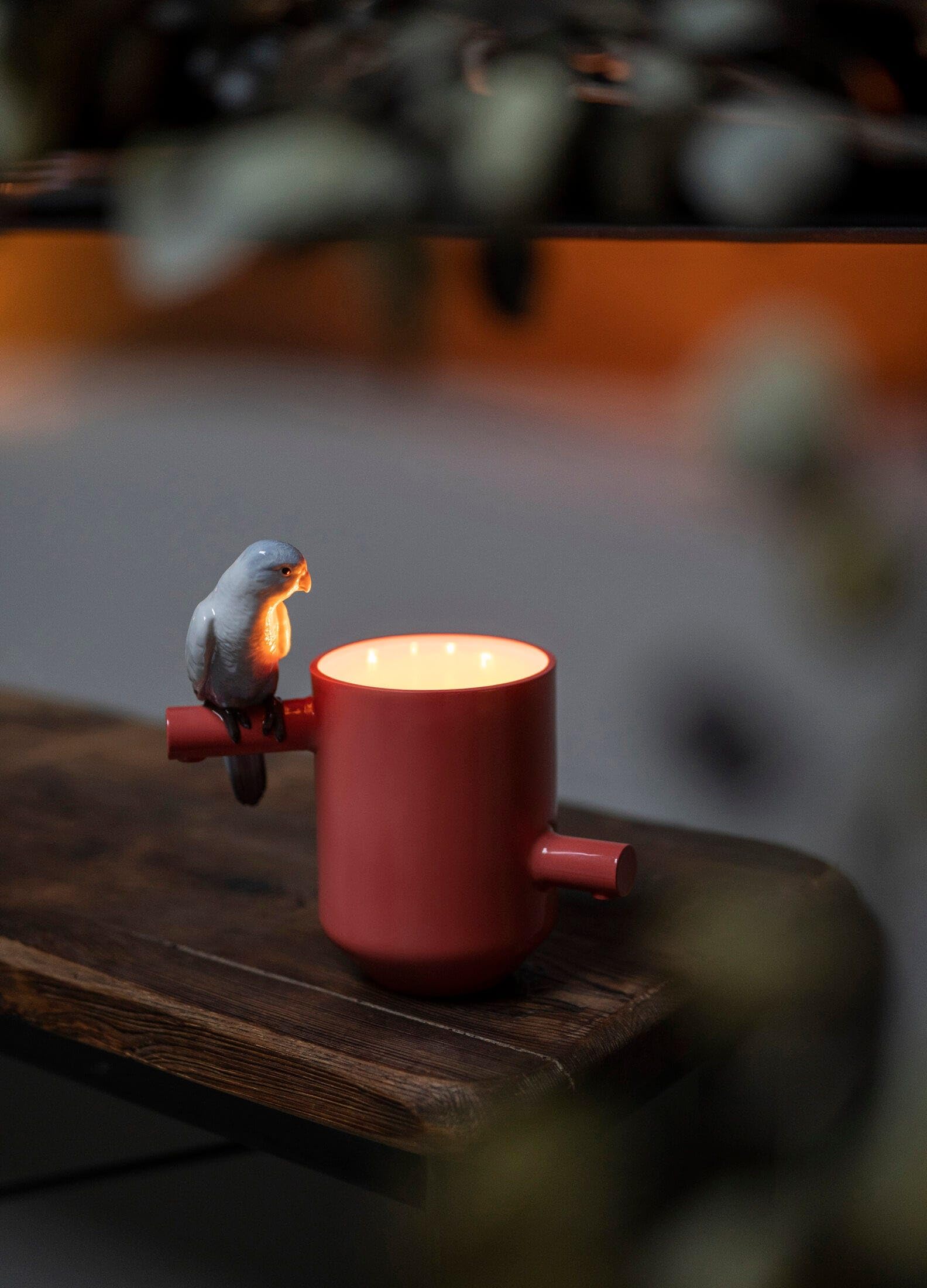 Lladró Candele Parrot's Treasure On Prairie candela rossa porcellana