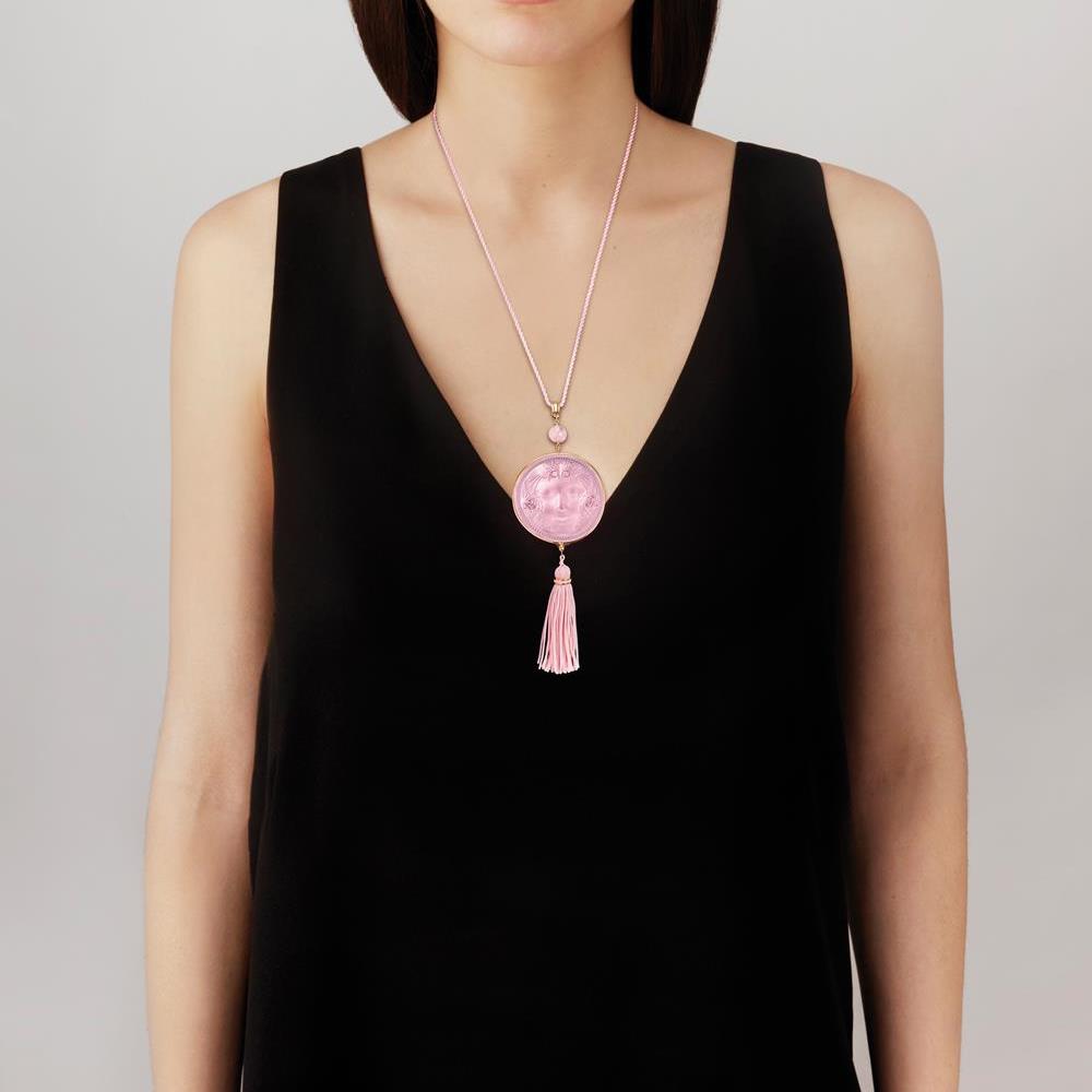René Lalique Aréthuse Pendente Cristallo Rosa Nebula L