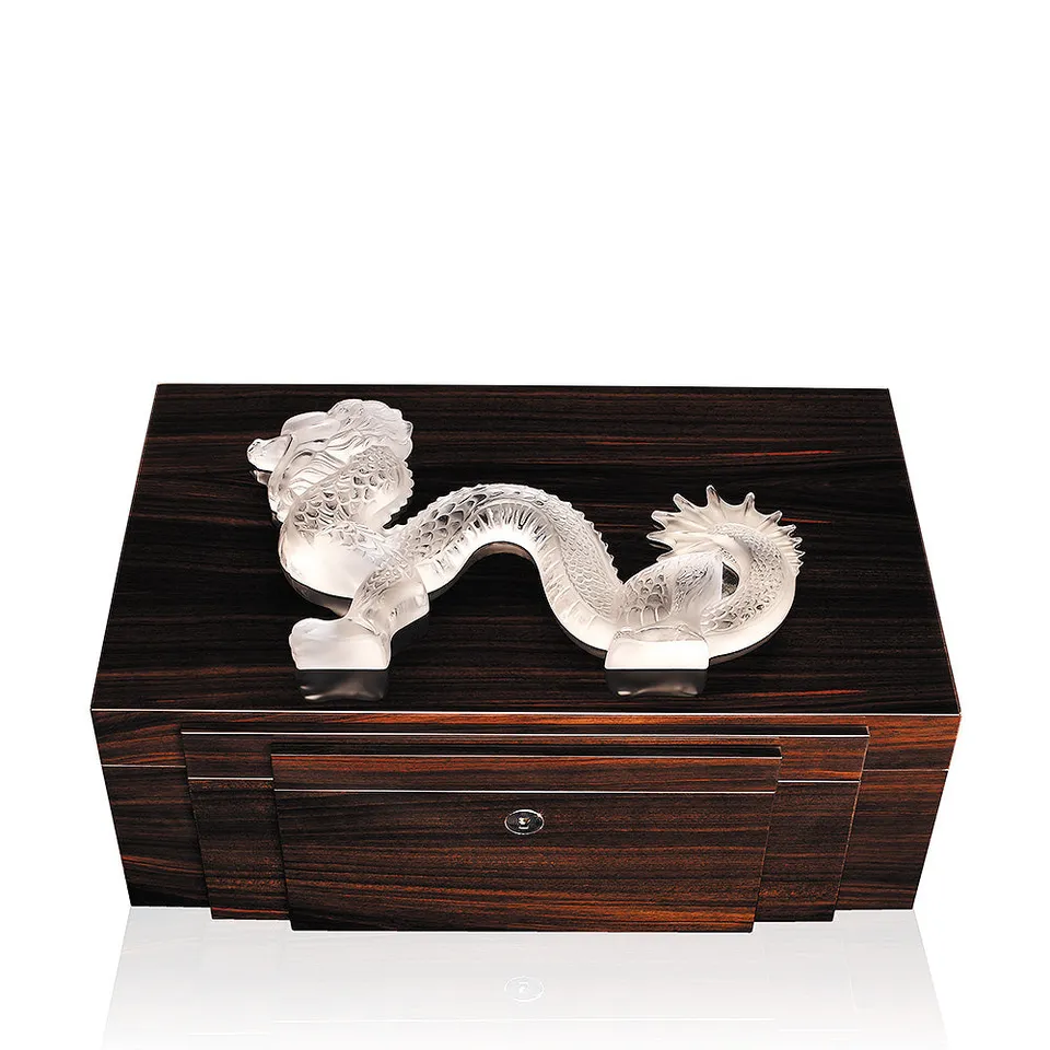 Lalique Dragon Scatola Portasigari L Legno Cristallo