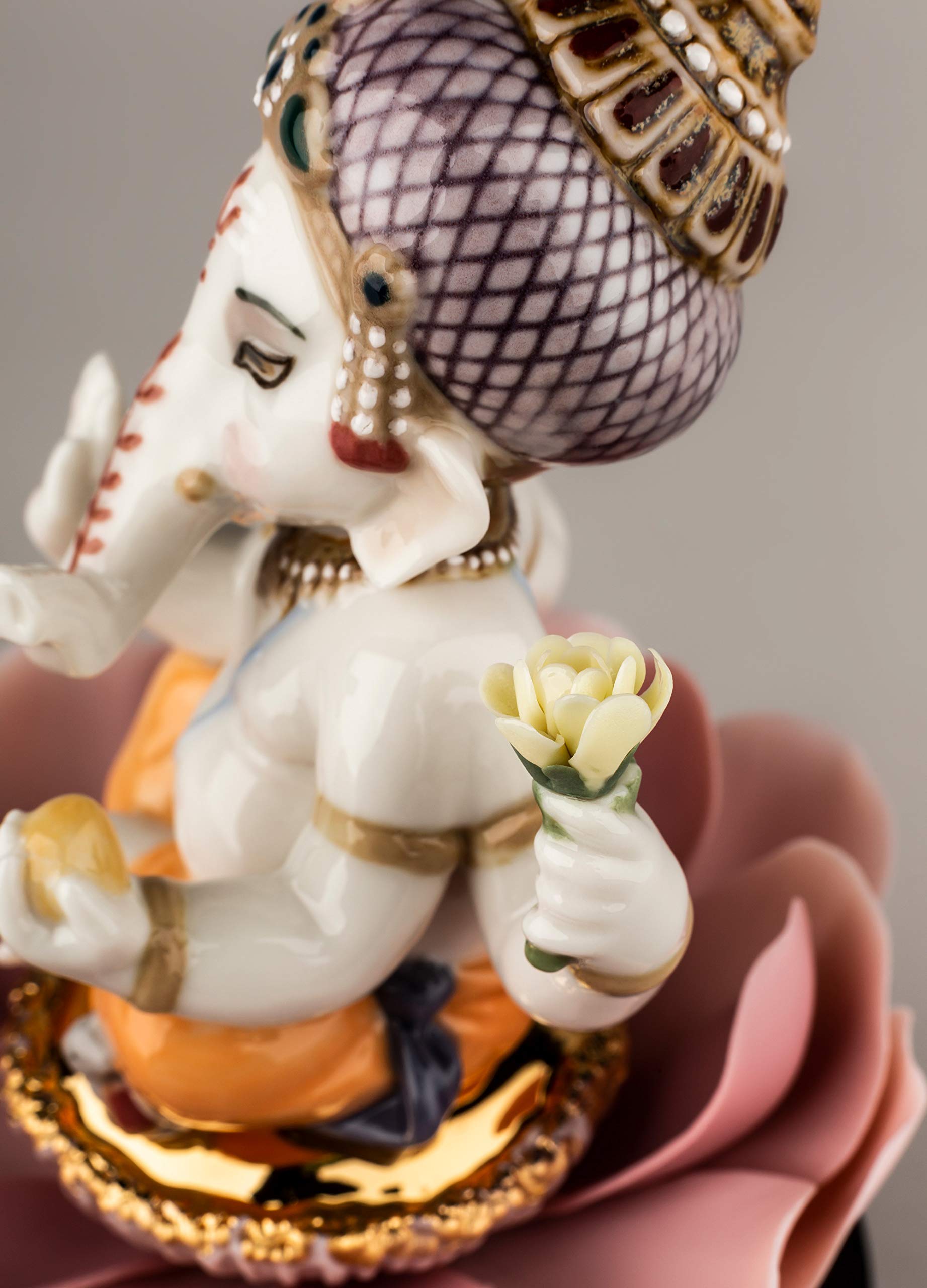 Lladró Sculture Ganesha con Loto figurina divinità