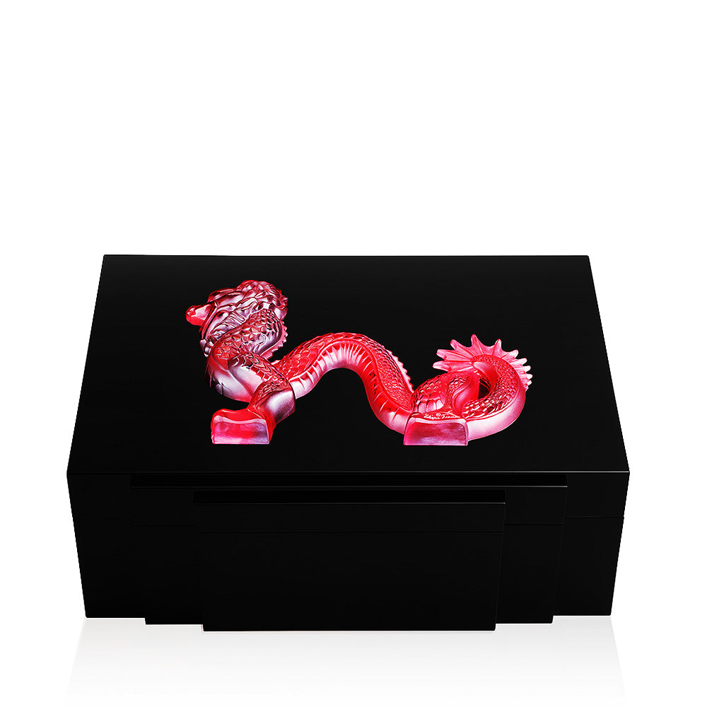 Lalique Dragon scatola sigari laccata nera Size L