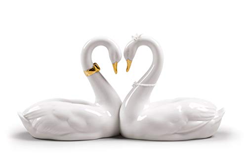 Lladró Cigni Amore Senza Fine figurina porcellana oro