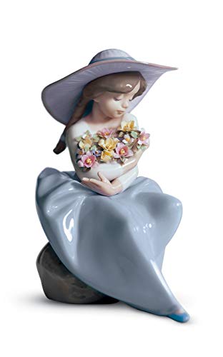 Lladró Sculture Bimba Con Fiori Figurina Porcellana Fatta a Mano