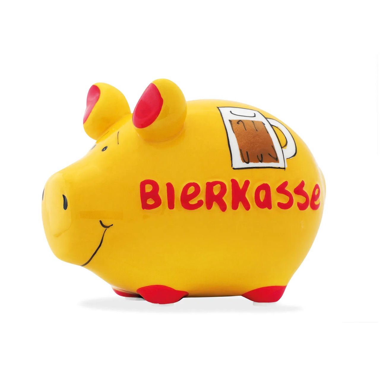 Sparschwein Company Bierkasse salvadanaio maiale piccolo giallo