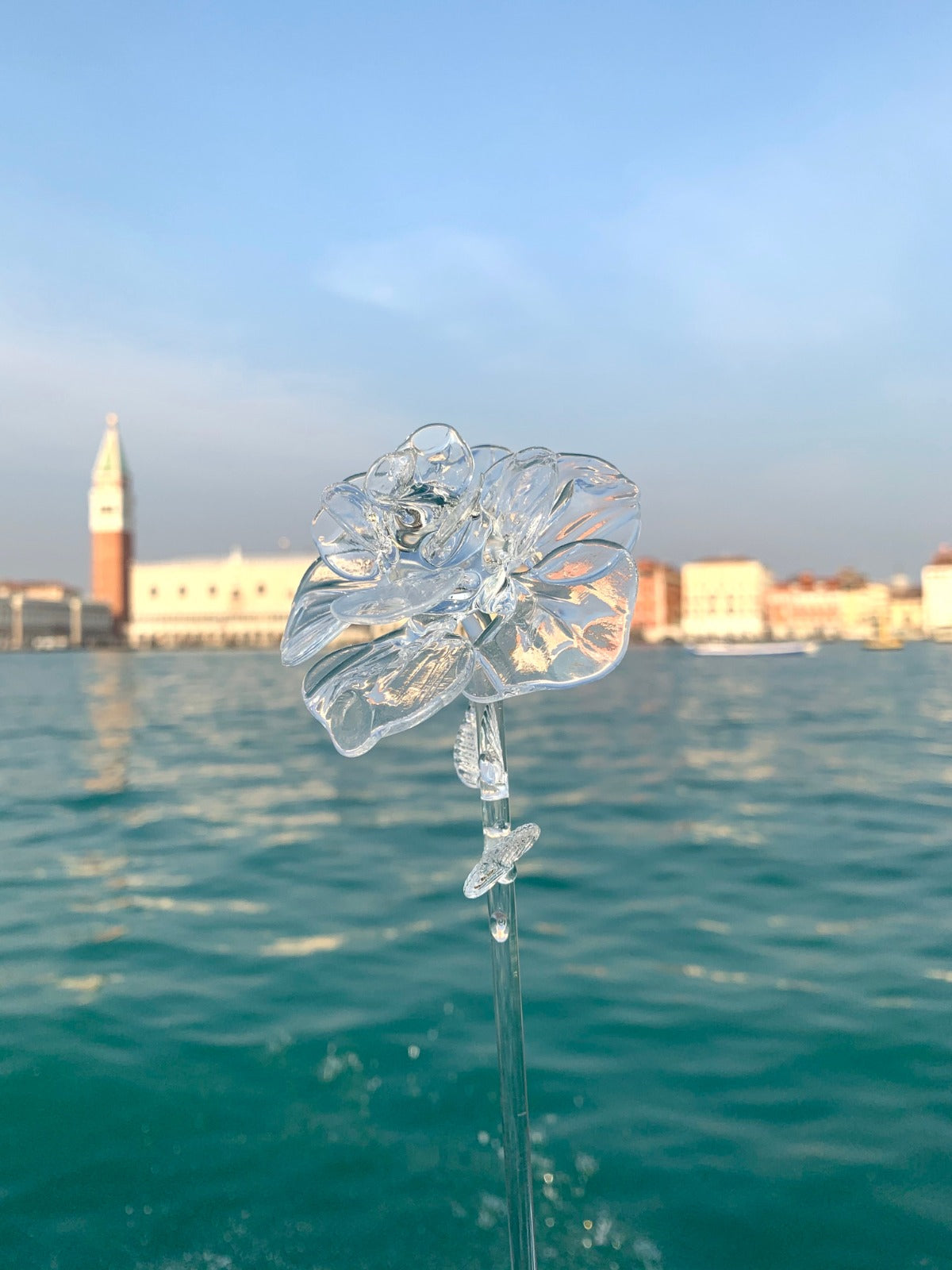 Vaporetto Bocolo rosa vetro Murano rossa 35 cm