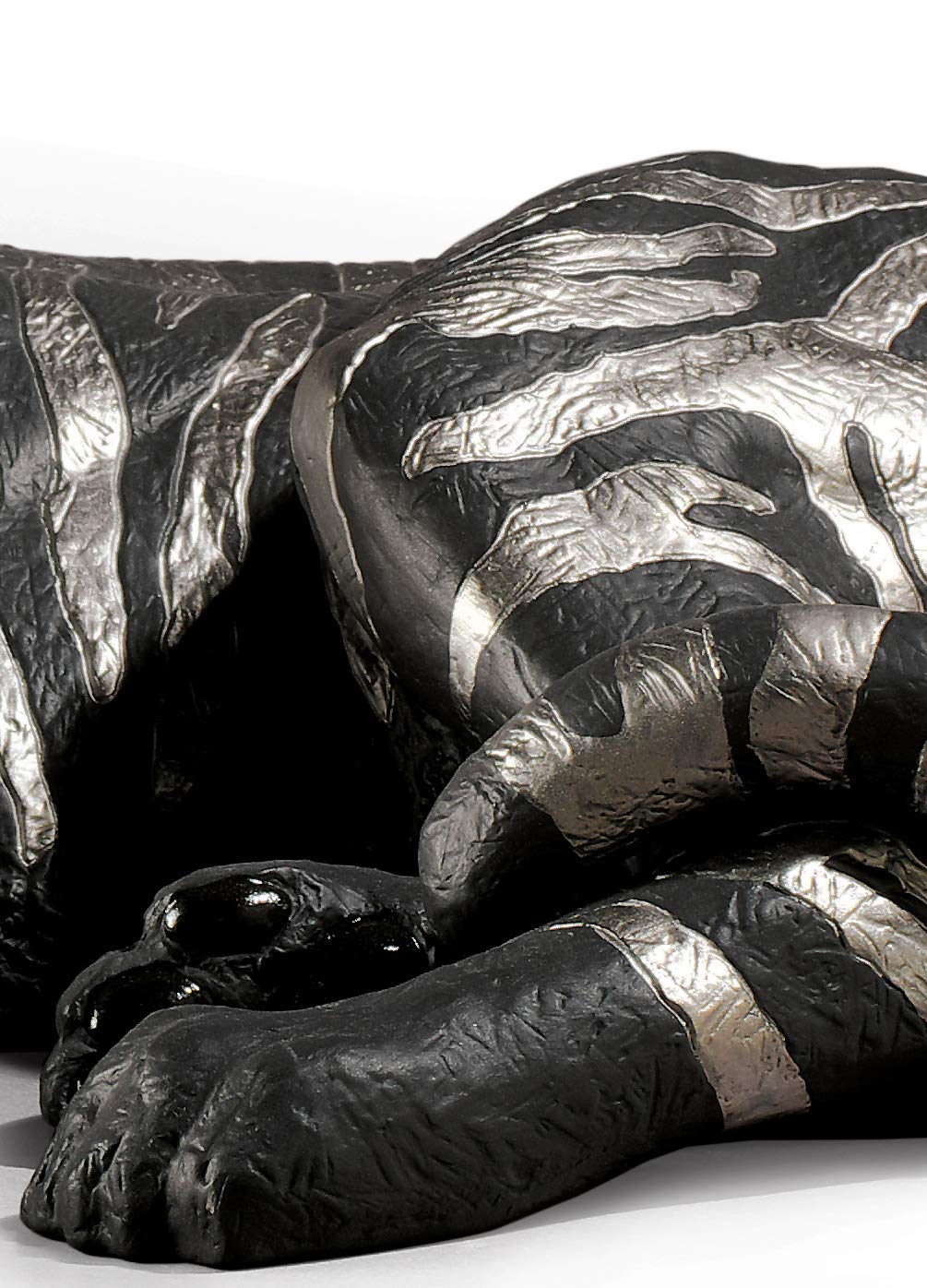 Lladró Sculture Tigre argento e nero figurina porcellana lustro