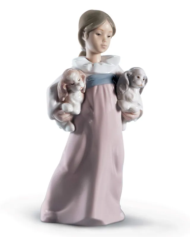 Lladró Sculture Bimba con Cuccioli figurina porcellana