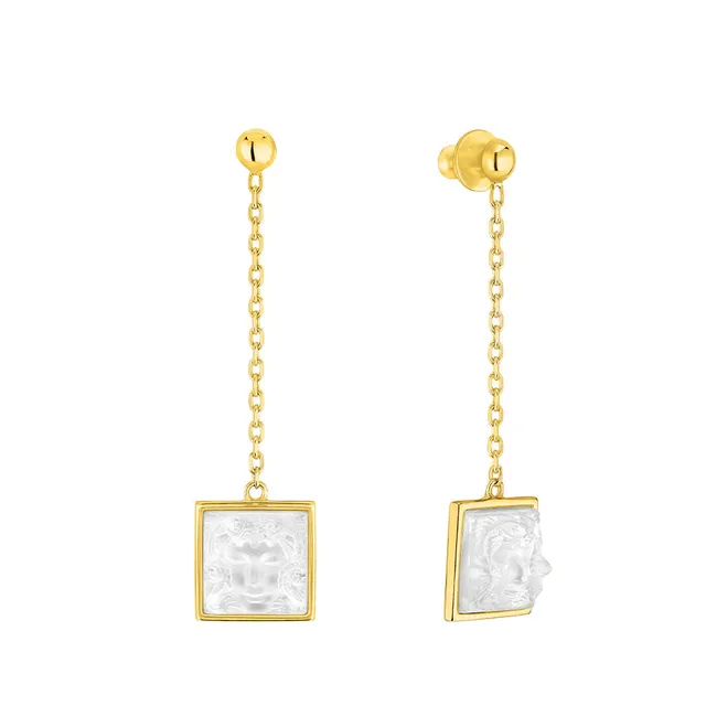 Lalique Aréthuse Orecchini Lunghi Placcato Oro 18K