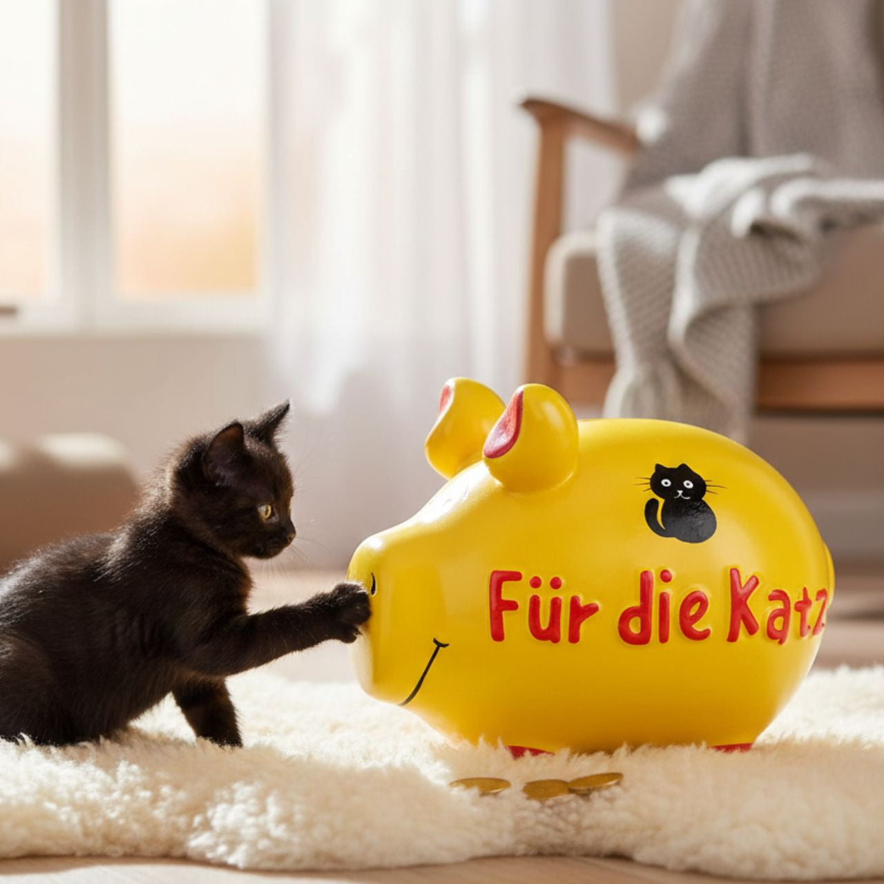 Sparschwein Kleinschweine Für die Katz salvadanaio piccolo giallo