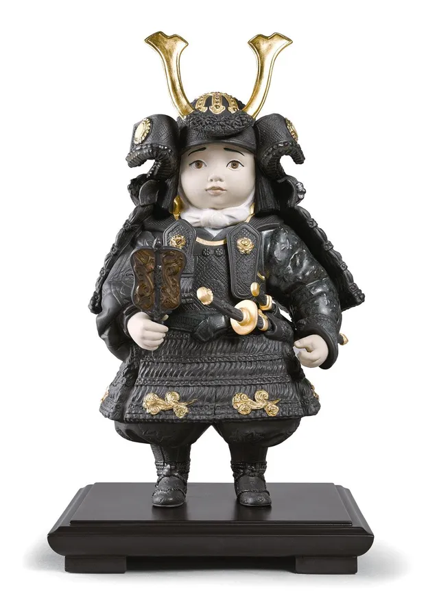 Lladró Sculture Bambino Samurai figurina lustro oro